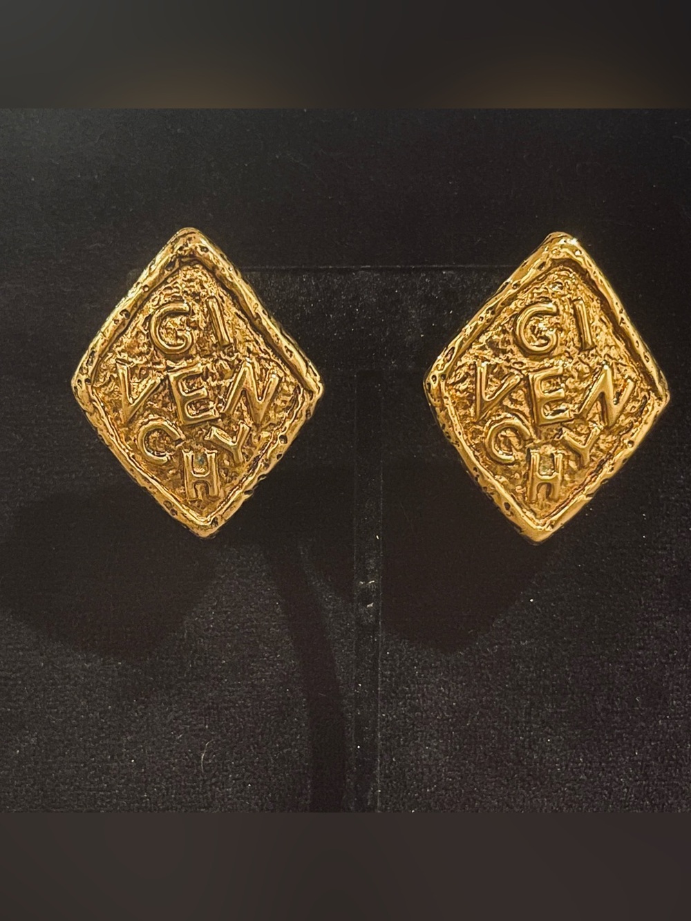 Givenchy Gold Logo Diamond Shape Clip-on Earrings